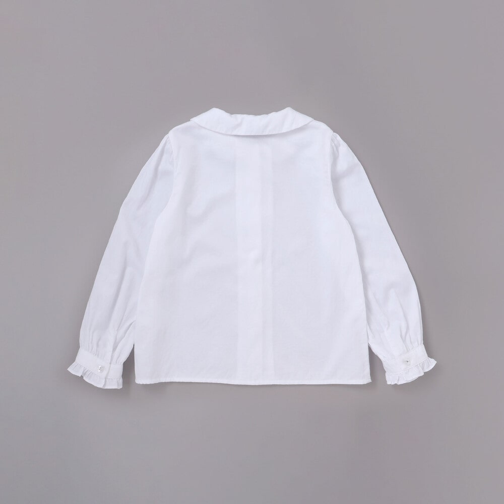 袖口フリルサテン長袖ブラウス(110~130cm) ホワイト 110cm