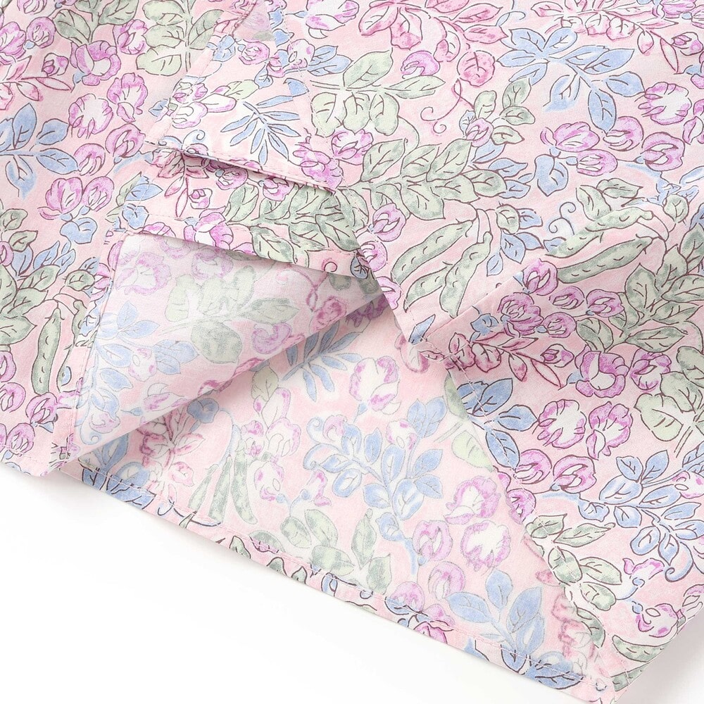 【お揃い】リバティ(SweetPeaLeaf)プリントタナローンスカラップ襟フリル袖ブラウス(100~140cm) ピンク系 100cm