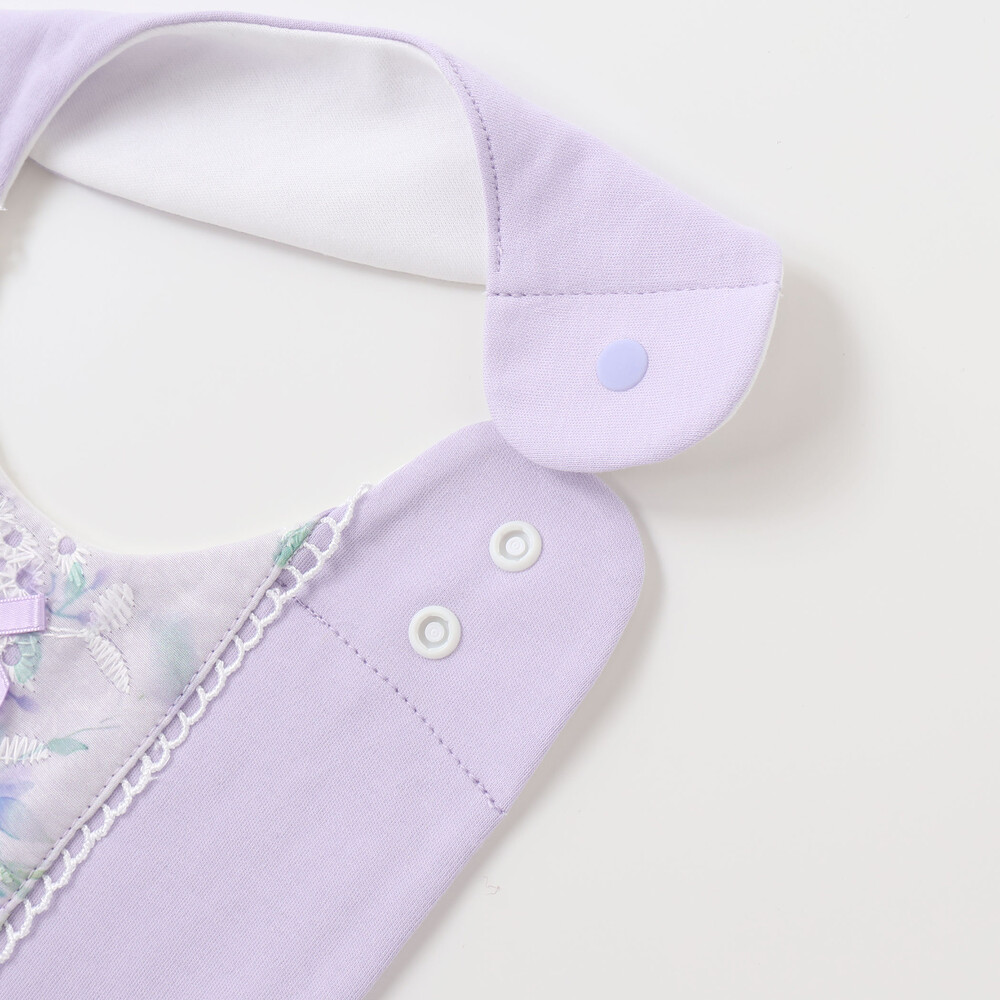 【お揃い】オーガンジー花柄プリントスタイ パープル ワンサイズ