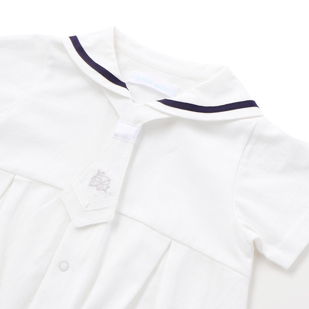 【お揃い】天竺セーラーネクタイ付き2WAYオールベビー(50~75cm) ホワイト ワンサイズ