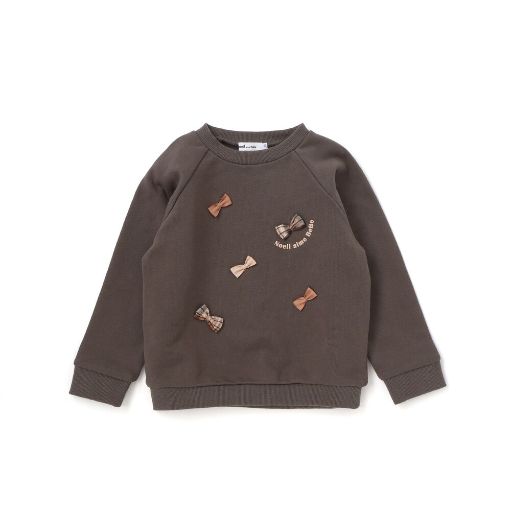 裏毛起毛リボン付きトレーナー(80~130cm) ボルドー 80cm