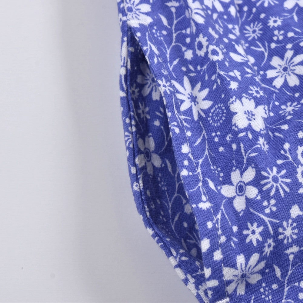 花柄 柄 プリント 天竺 ワンピース (80~130cm) ネイビー系 80cm