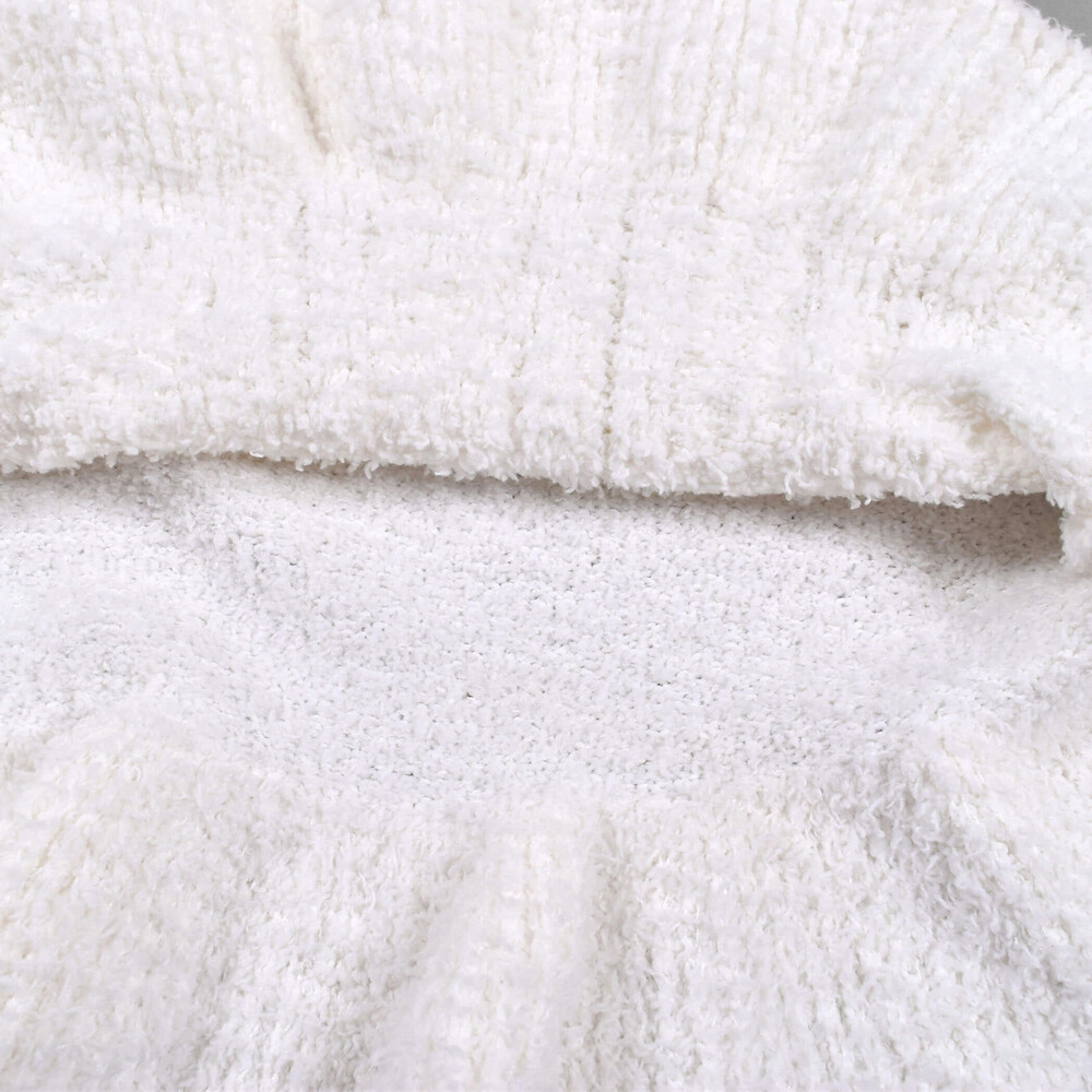 ケーブル編み ブークレ ニット ワンピース (SS~M) オフホワイト SS(75~95cm)