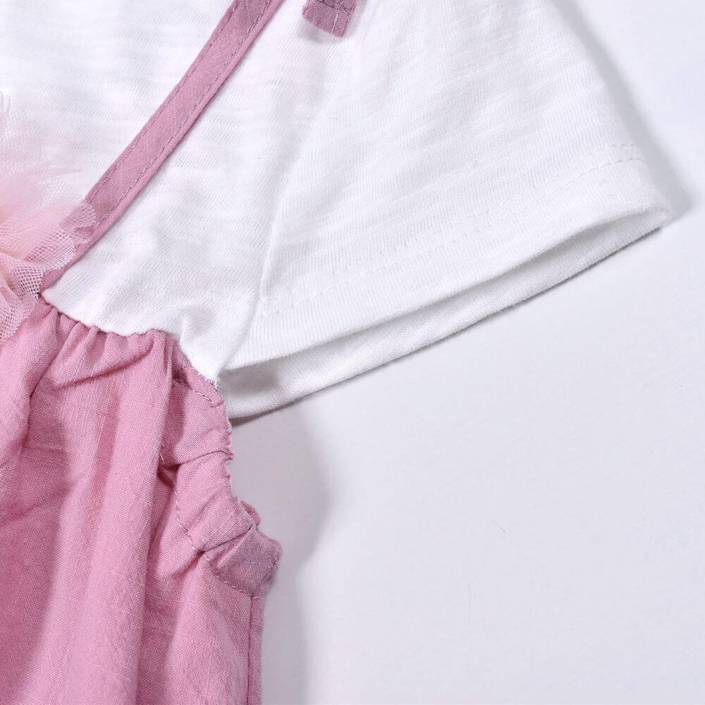 花 モチーフ チュール ドッキング キャミ ワンピース (80~130cm) ピンク 100cm