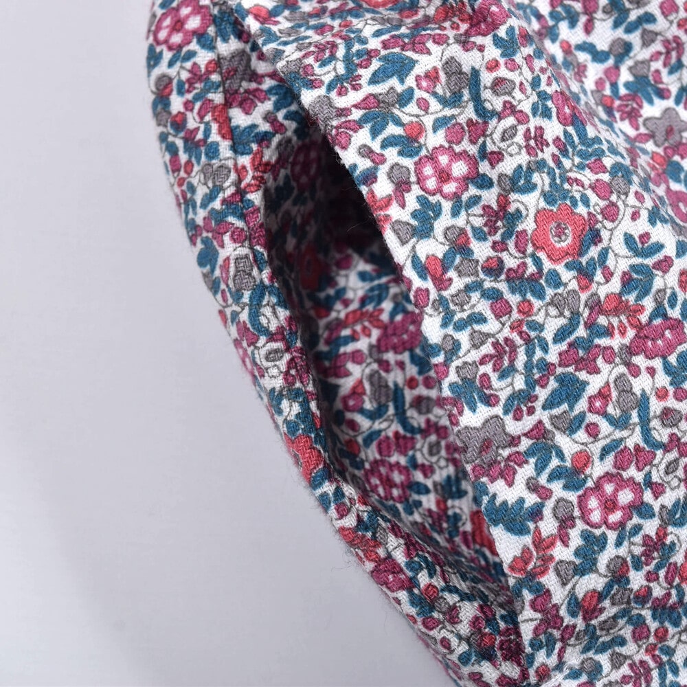 【 お揃い 】 花柄 プリント スモッキング 刺繍 ドッキング Wフェイス ワンピース (80~130cm) グリーン系 110cm