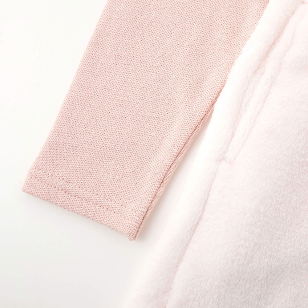 アニマルウサギクマネコモコモコボアドッキング肩フリルワンピース(80~130cm) ベージュ(クマ) 80cm