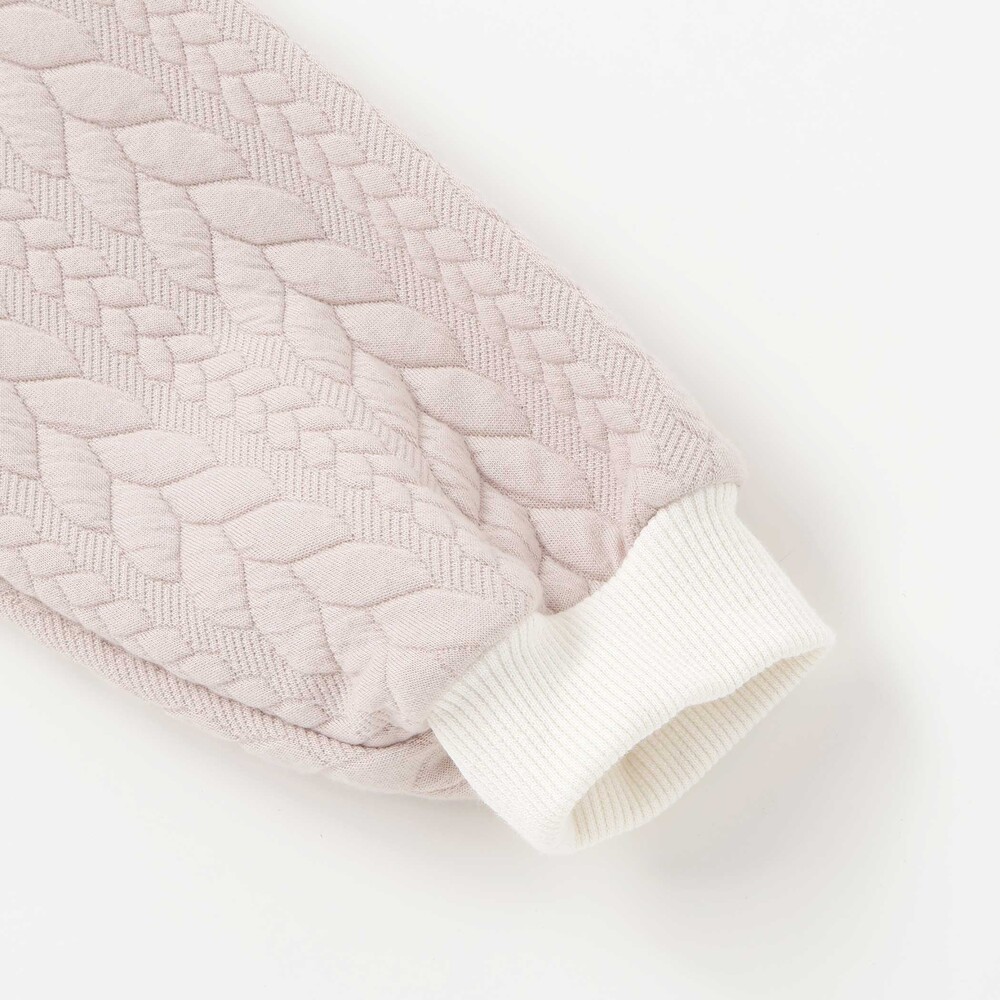 ウサギネコアニマルふわふわパッチ刺しゅう袖切り替えフーディーワンピース(80~130cm) ピンク(ウサギ) 80cm