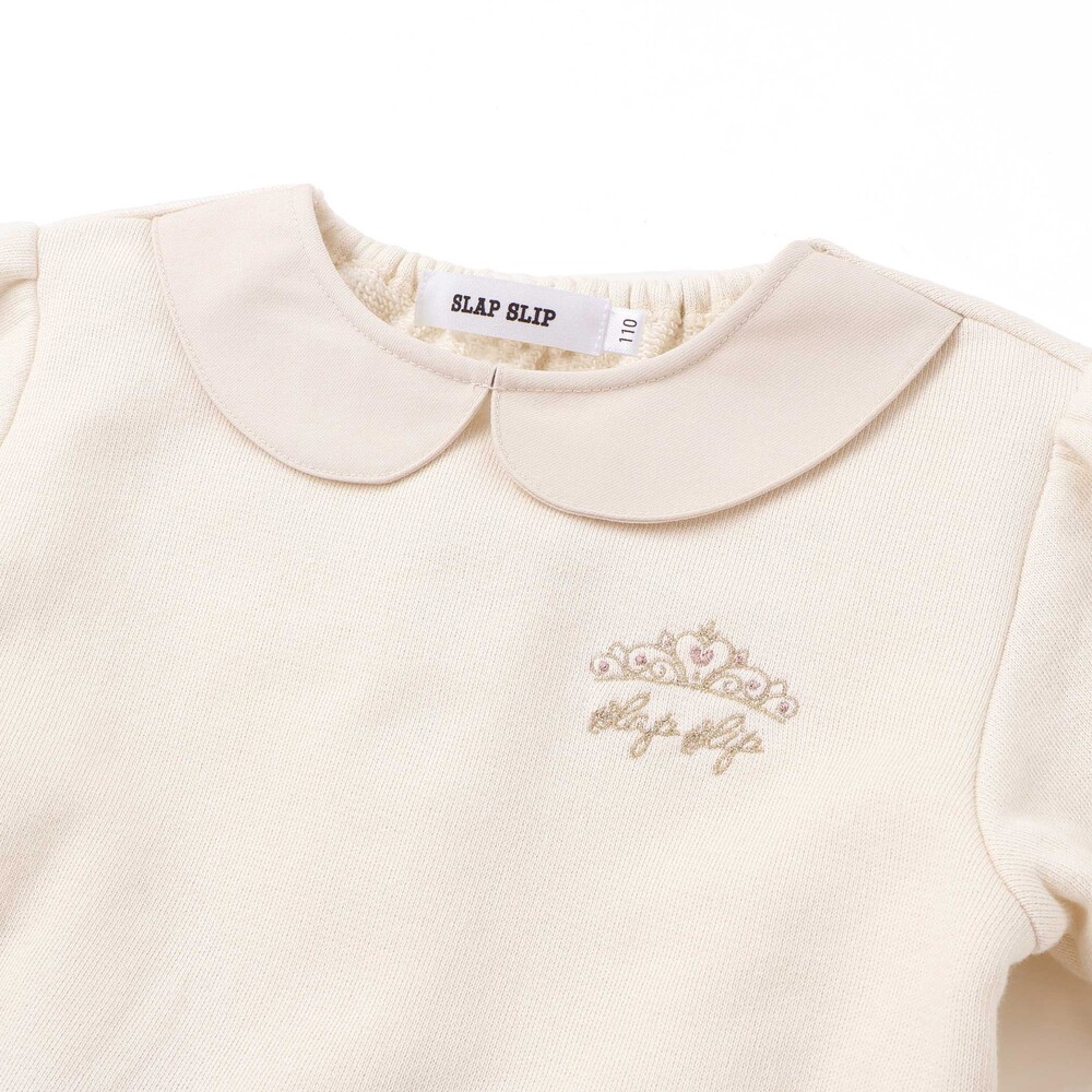 ティアラ刺しゅう付きチェックプリーツドッキングワンピース(90~130cm) ブラック×グレー系 90cm