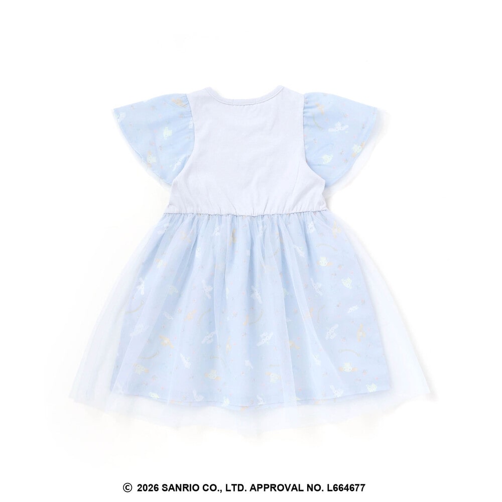 【シナモロール/ポムポムプリン×SLAPSLIP】総柄プリントふわっとチュールフレアワンピース(90~130cm) イエロー 90cm