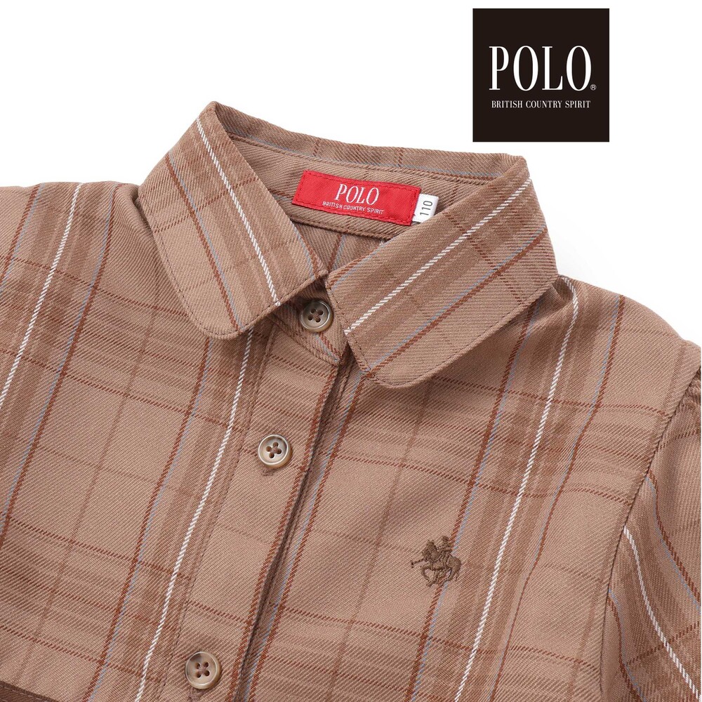 【POLO BCS(ポロ・ビーシーエス)×SLAP SLIP】チェック切り替えワンピース(80~130cm) ネイビー系 80cm