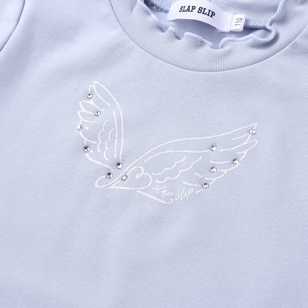 キラキラモチーフ長袖Tシャツ+ファーキャミワンピセット(90~130cm) 薄ブルー×オフホワイト 90cm