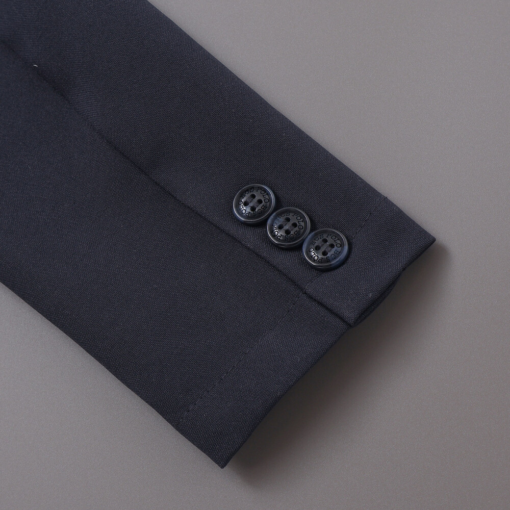 【POLO BCS(ポロ・ビーシーエス)×SLAP SLIPコラボ】無地チェックスーツ+シャツ3点セット(110~130cm) ネイビー 110cm