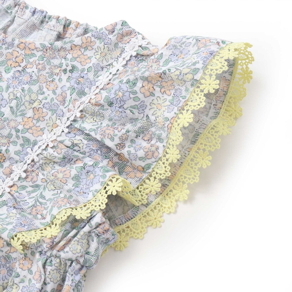 花柄チュニック+ショーパンセットアップ(80~130cm) イエロー系 80cm