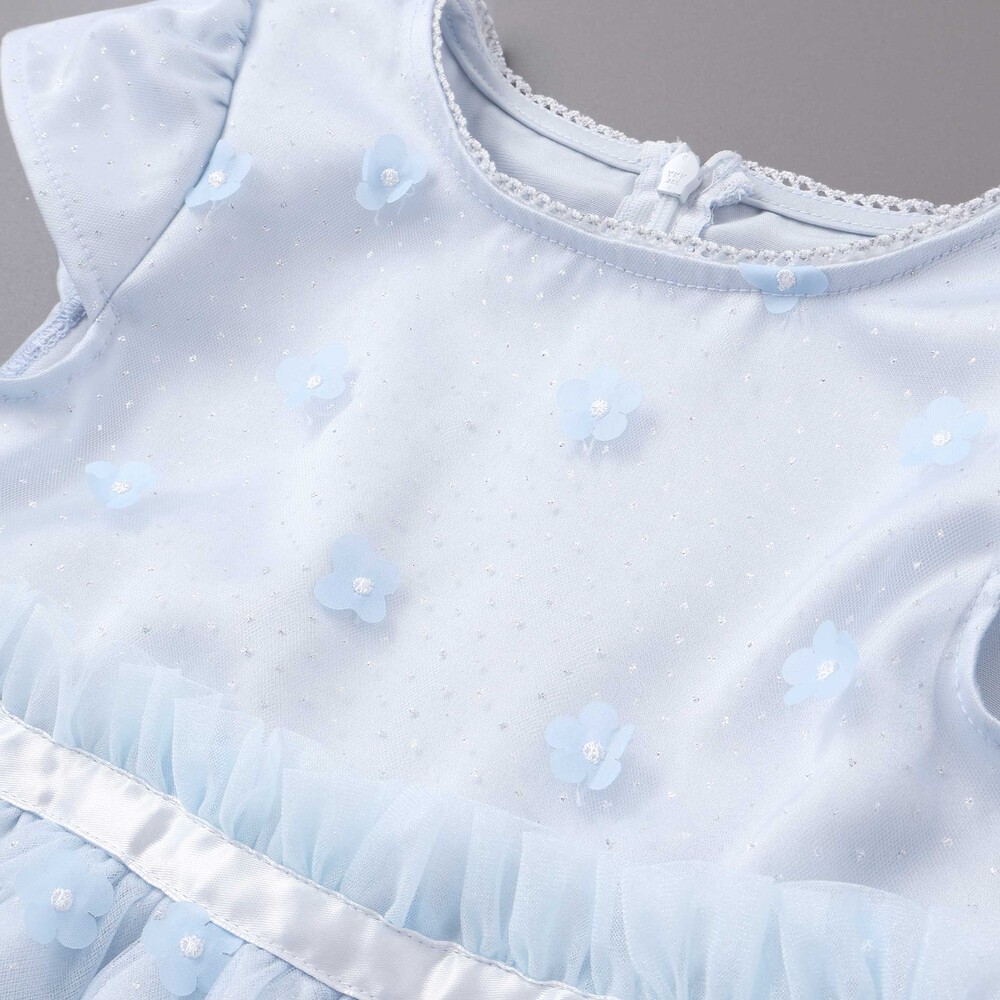 お花チュールワンピース(110~130cm) ブルー 110cm