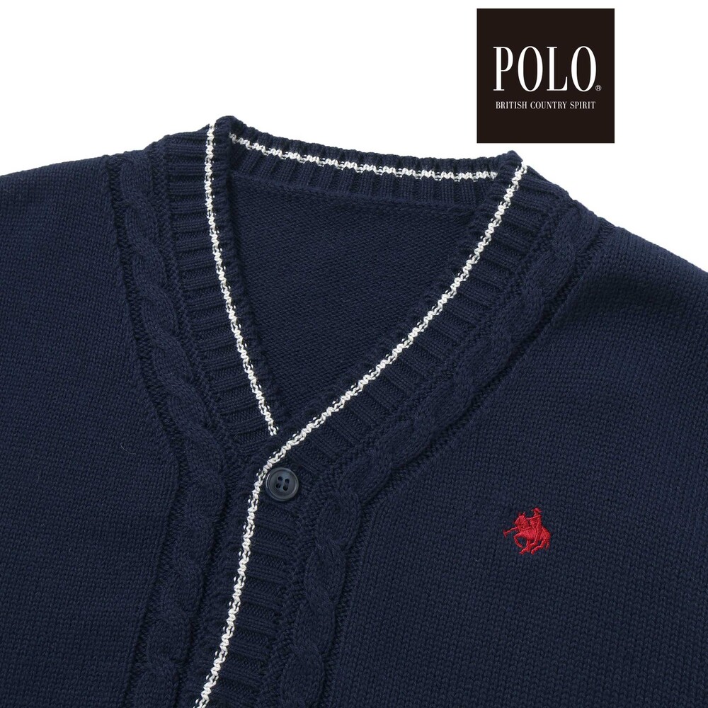 【POLO BCS(ポロ・ビーシーエス)×SLAP SLIP】シンプルニットカーディガン(80~130cm) オフホワイト 80cm
