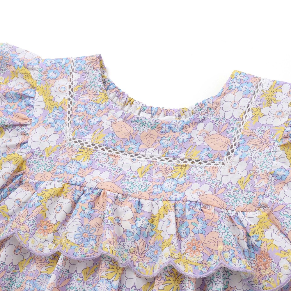 花柄肩フリルチュニック(80~130cm) ピンク系 80cm