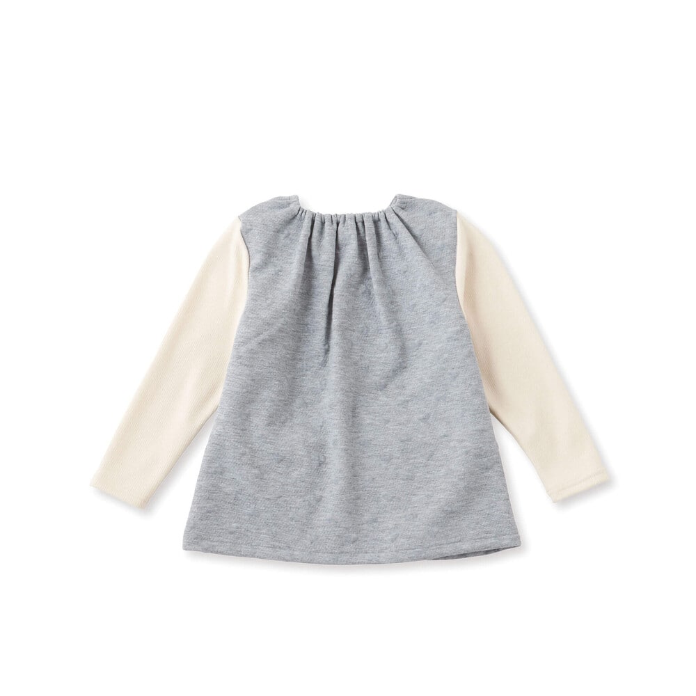 ファーポケット付きハートキルト柄トップス(80~140cm) グレー 80cm