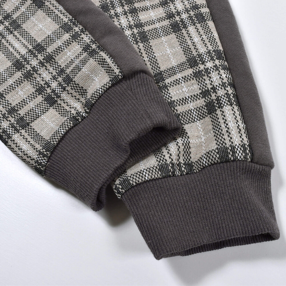 チェック × 無地 ポケット パッチ ロングパンツ (80~130cm) グレー系 100cm