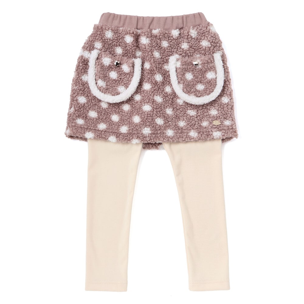 【お揃い】もこもこキラキラボアスカッツ(80~130cm) オフホワイト 80cm