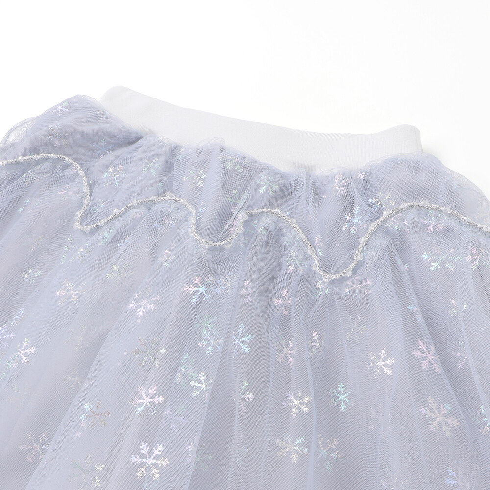 ふわふわドット雪柄チュールセミフレアスカッツ(80~120cm) ブルー 80cm