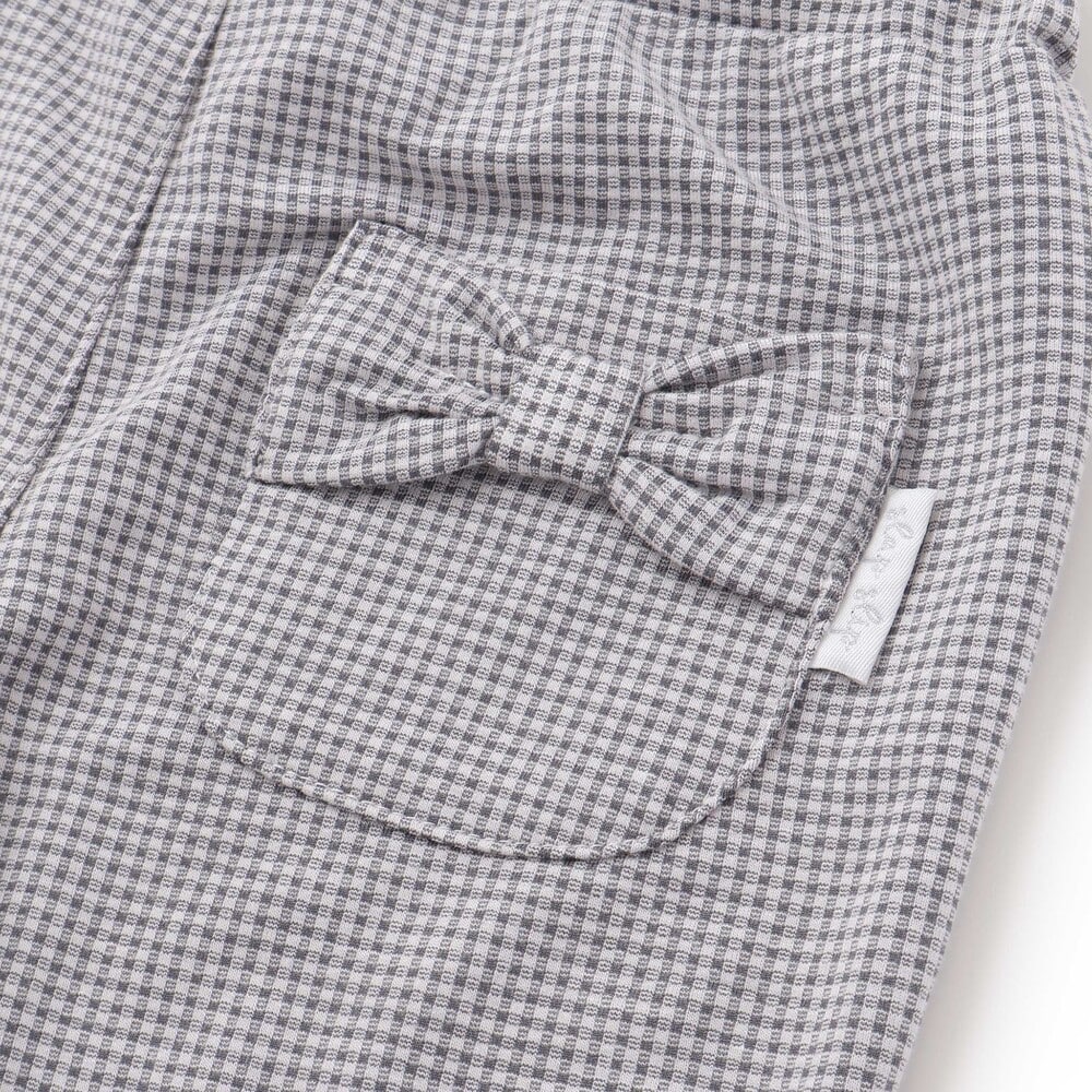 裾フリル7分丈デニムニットチェックレギンス(80~120cm) レッド系 80cm