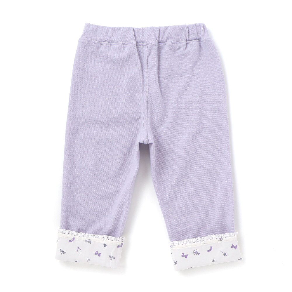 裾折り返しレース7分丈ツイルパンツ(80~120cm) パープル 80cm