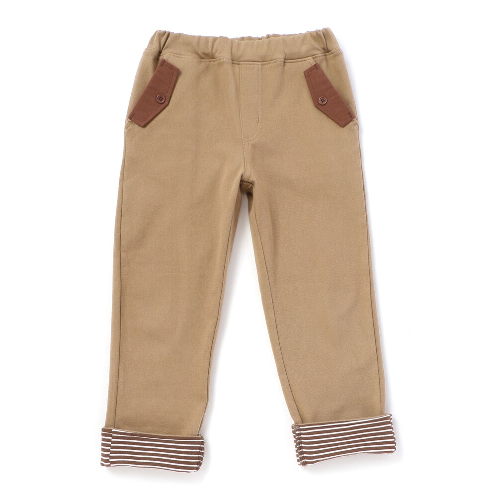 配色ツイル裏起毛ロングパンツ(80~130cm) ネイビー 80cm