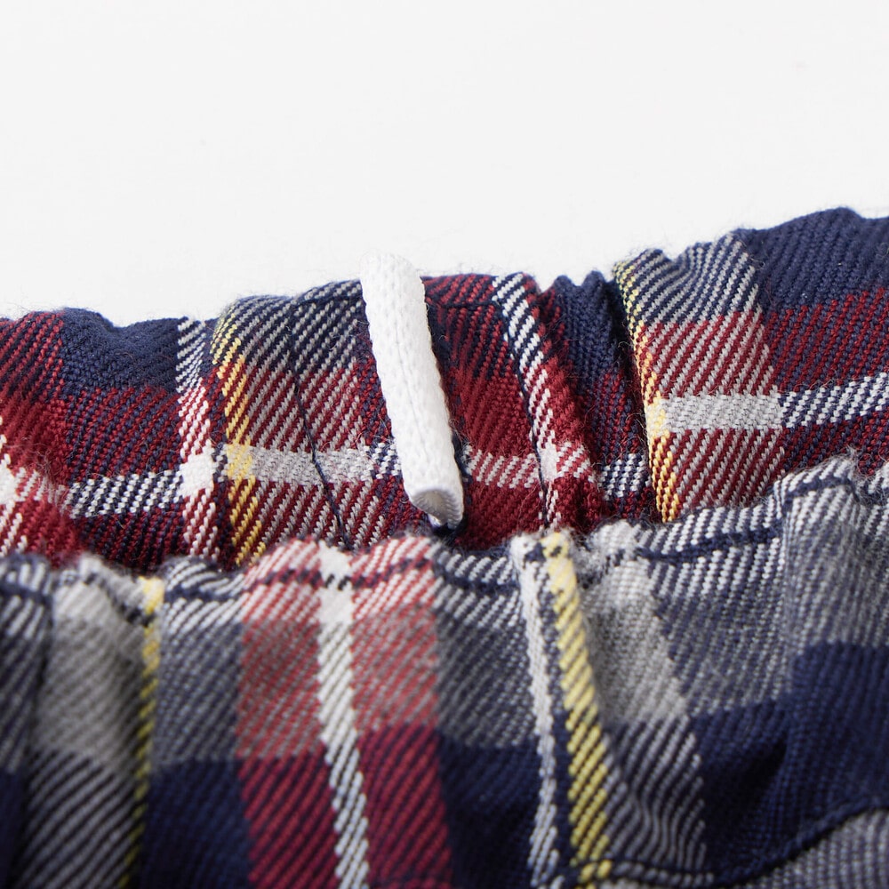 【お揃い】リボン付きチェック柄プリーツスカパン(90~140cm) ネイビー系 90cm