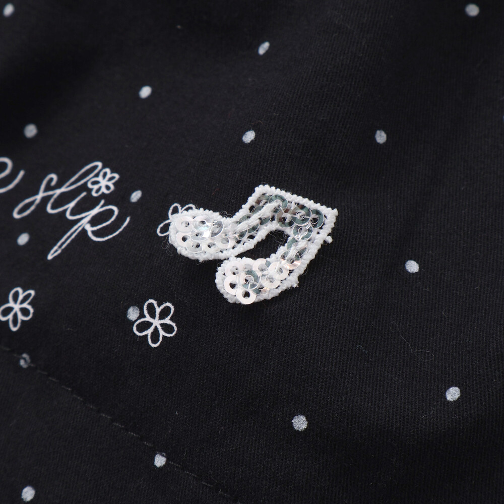 キラキラプリント裾スカラップリボン付きショートパンツ(90~130cm) ブラック系 90cm