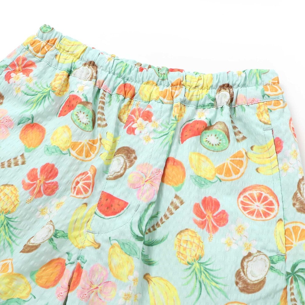 【お揃い】トロピカル総柄ショートパンツ(80~130cm) ブルー系 80cm