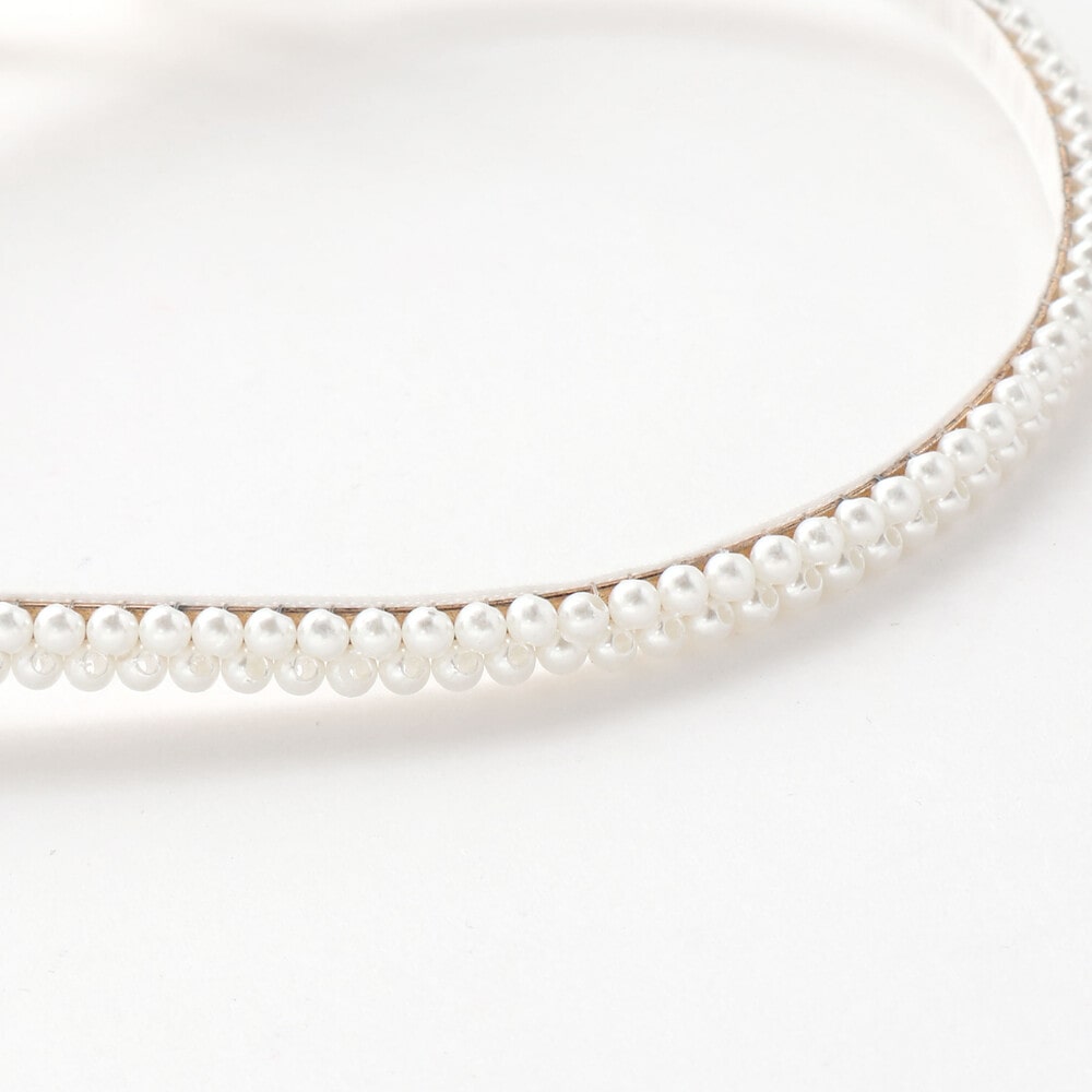 パールビーズお花レースカチューシャ オフホワイト(レース) ワンサイズ