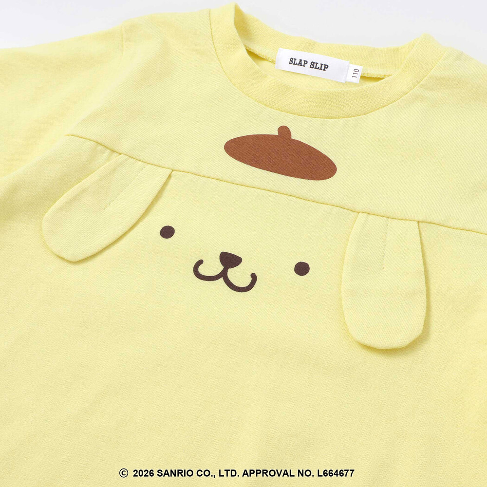【シナモロール/ポムポムプリン×SLAPSLIP】耳付きモチーフ半袖パジャマ(90~130cm) オフホワイト 90cm