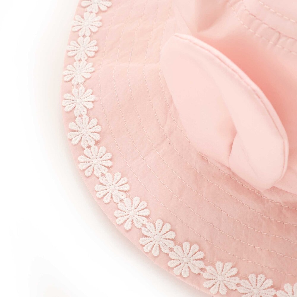 ウサギxネコ耳付きサファリハット(50~54cm) ピンク 52cm