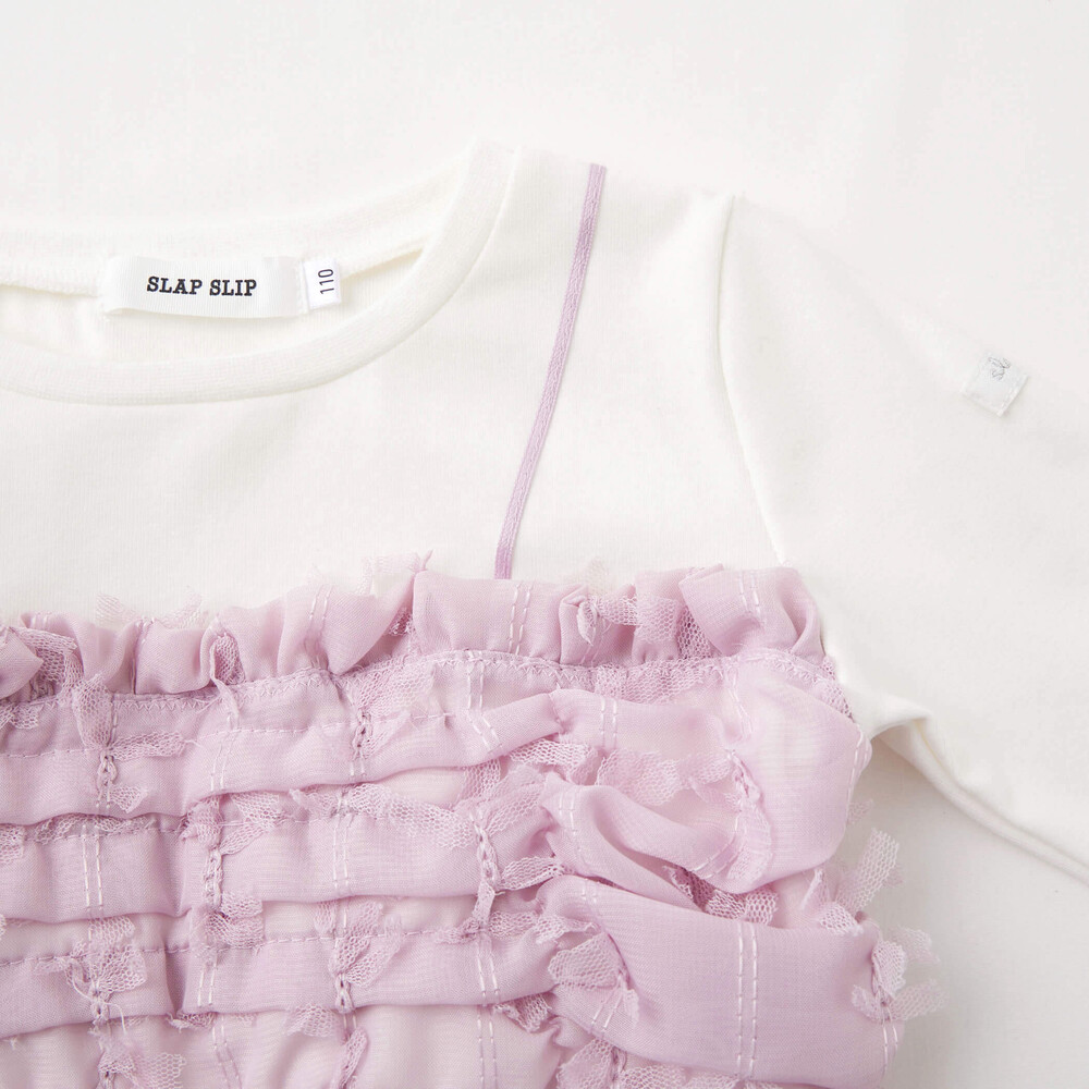 ふわふわチュールチュニックドッキングTシャツ(90~140cm)(90cm