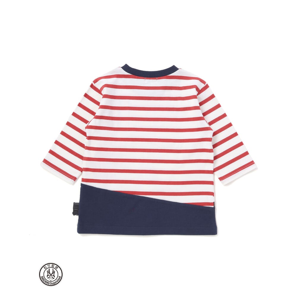 【歌舞伎コラボ】ネコ歌舞伎切り替え7分丈天竺Tシャツ(80~130cm) グリーン 80cm