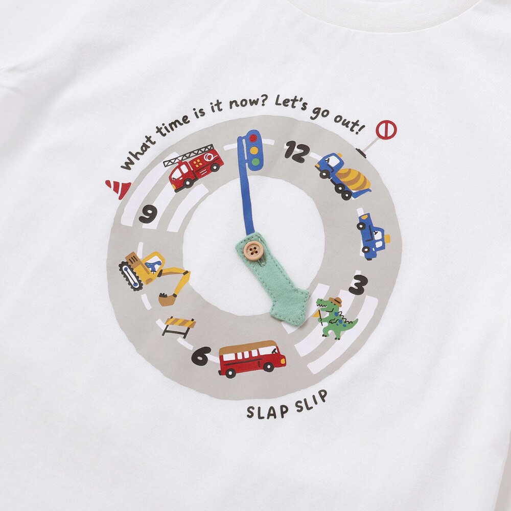 はたらくくるま&昆虫時計天竺半袖Tシャツ(80~130cm) グリーン 80cm