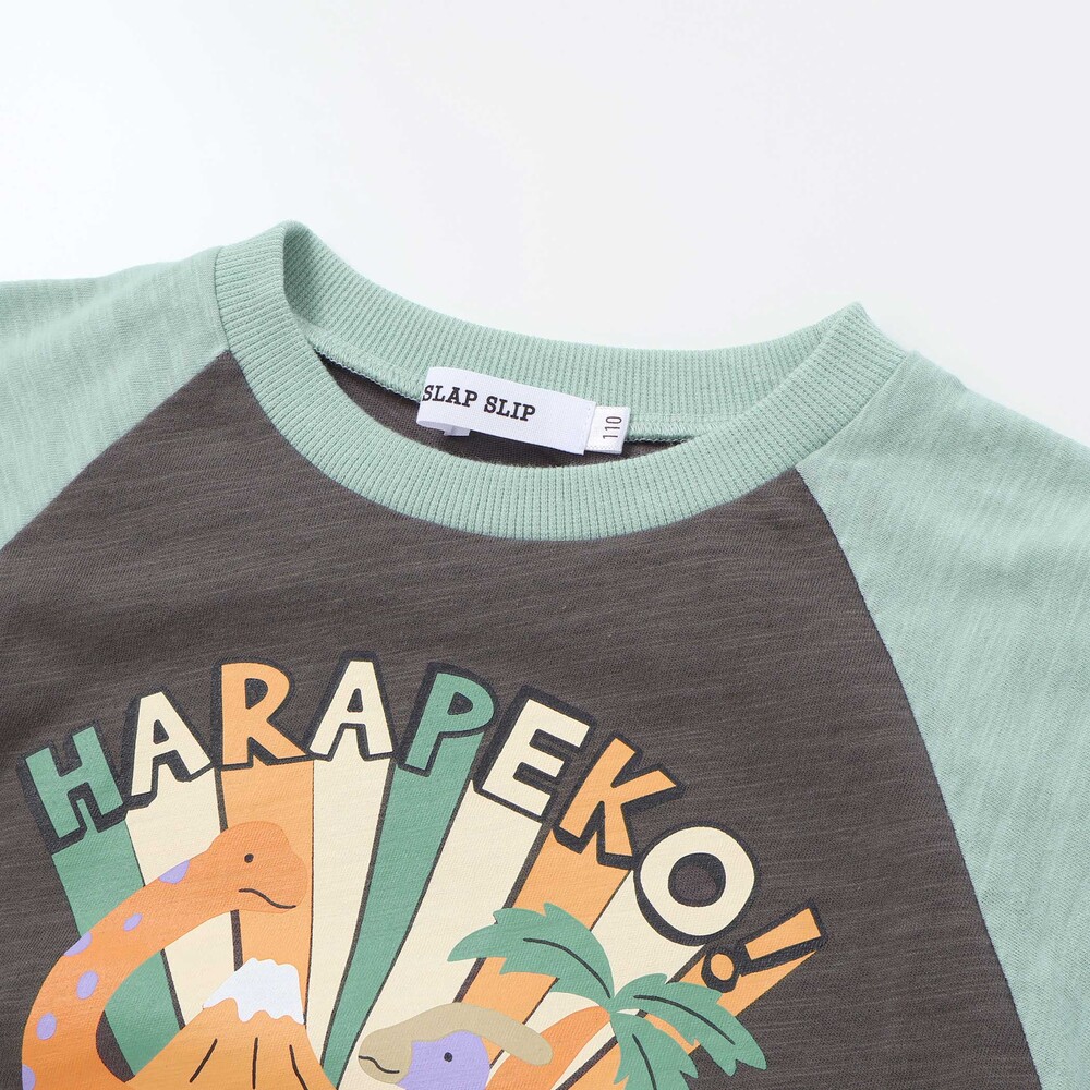 はらぺこ恐竜ラグラン半袖Tシャツ(80~130cm) ホワイト 80cm