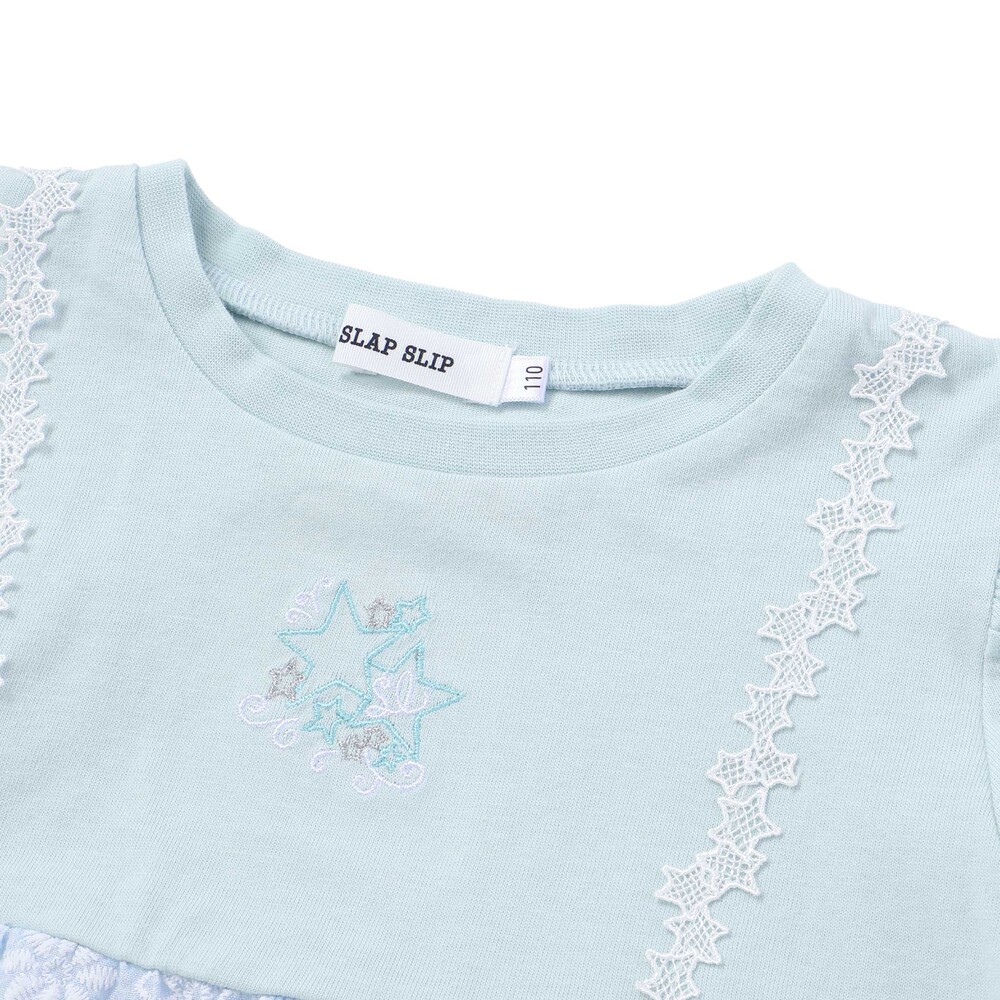 【接触冷感】レースティアード半袖Tシャツ(80~130cm) ピンク 80cm