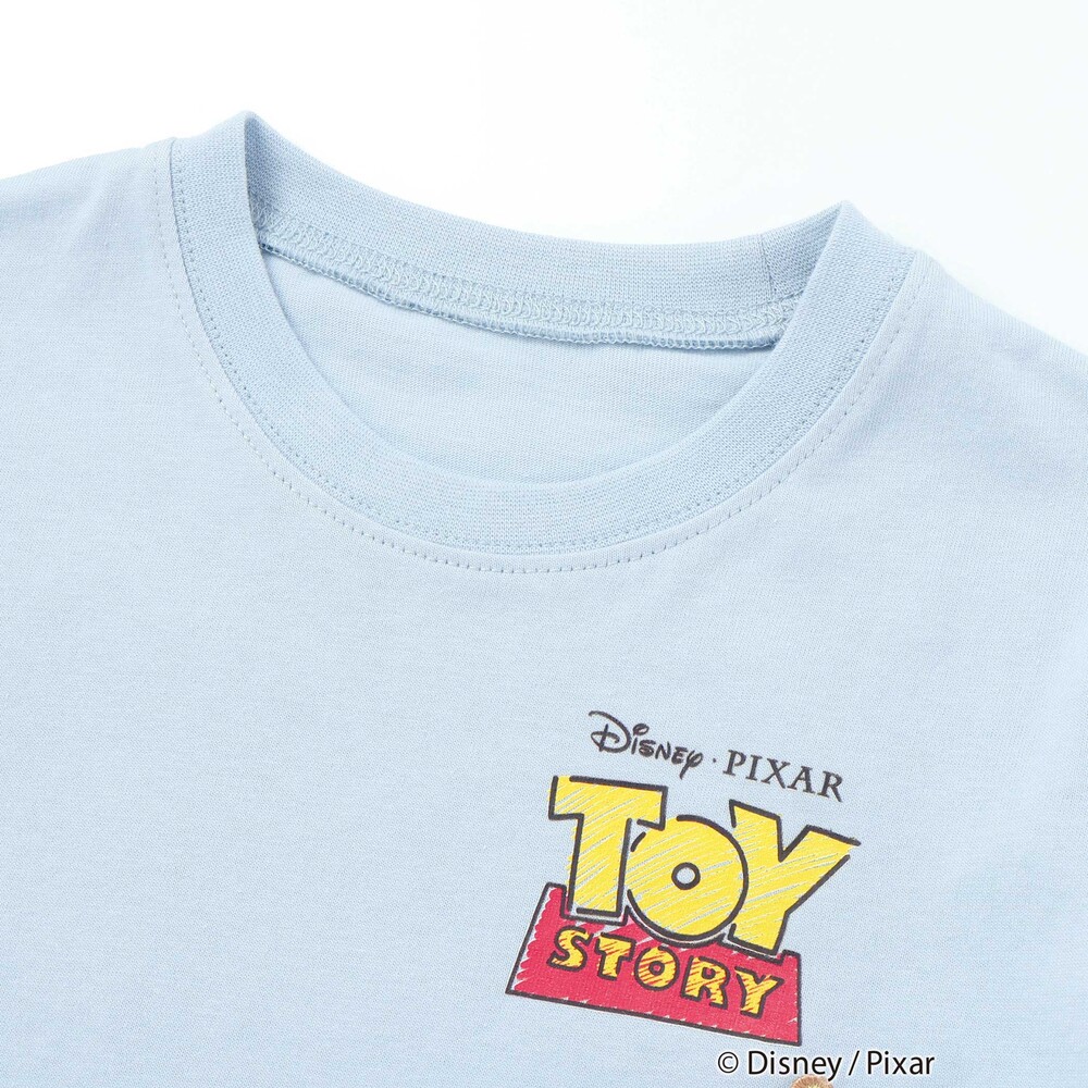 【トイ・ストーリー(Toy Story)コレクション】キャラクターワッペン&バックプリント半袖Tシャツ(80~130cm) ブルー 80cm