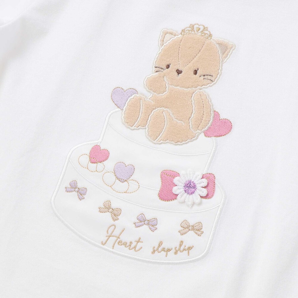 裾スカラップウサギクマネコモチーフ長袖Tシャツ(80~130cm) ブラック系 80cm
