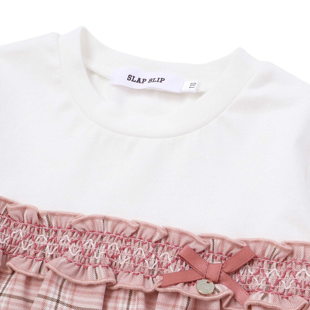 【お揃い】チェックドッキング長袖Tシャツ(80~130cm) ベージュ系 80cm