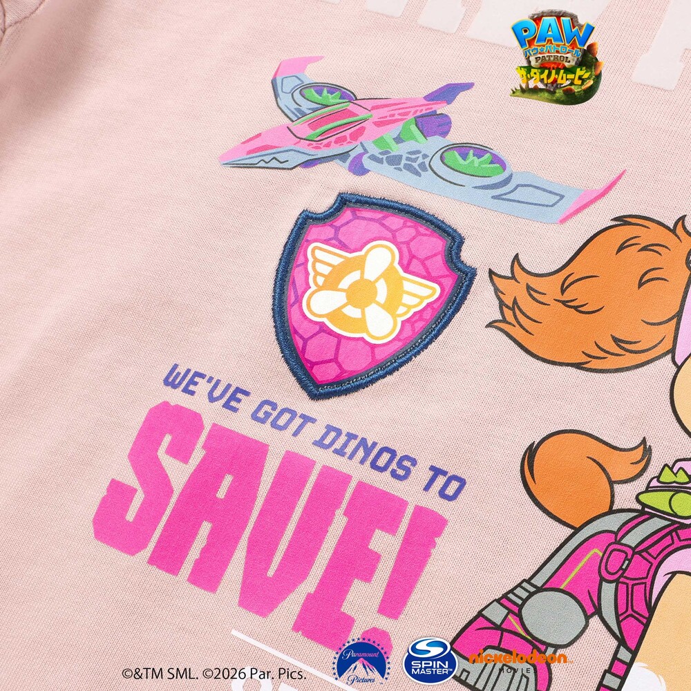 【パウ・パトロール×SLAPSLIP】無地&袖切り替えプリント長袖Tシャツ(90~130cm) ピンク 90cm