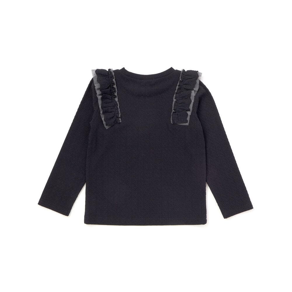 肩フリルハート刺しゅう長袖Tシャツ(80~130cm) ホワイト 80cm