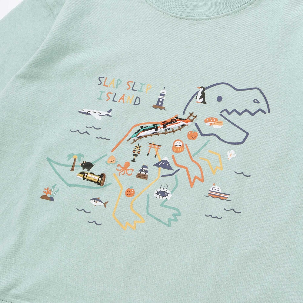 恐竜地図長袖Tシャツ(80~130cm) オフホワイト 80cm