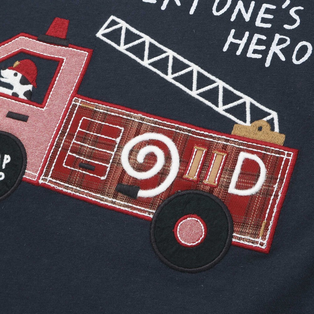 乗り物プリント袖切り替え長袖Tシャツ(80~130cm) ネイビー 80cm