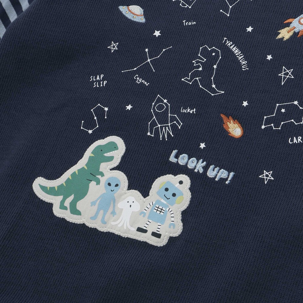 ボーダー切り替え長袖Tシャツ(80~130cm) ネイビー 80cm