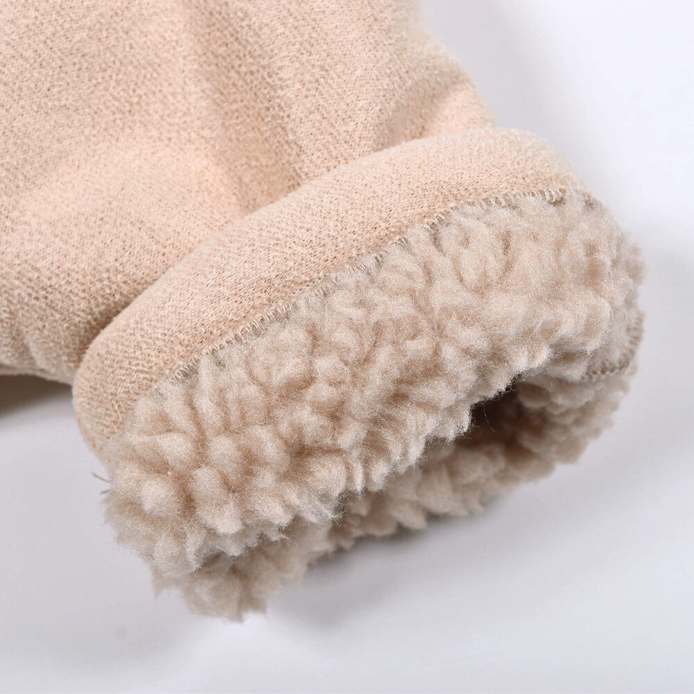 くま 耳 モチーフ お菓子 刺繍 裏ボア マント ベビー (50~90cm) ベージュ ワンサイズ