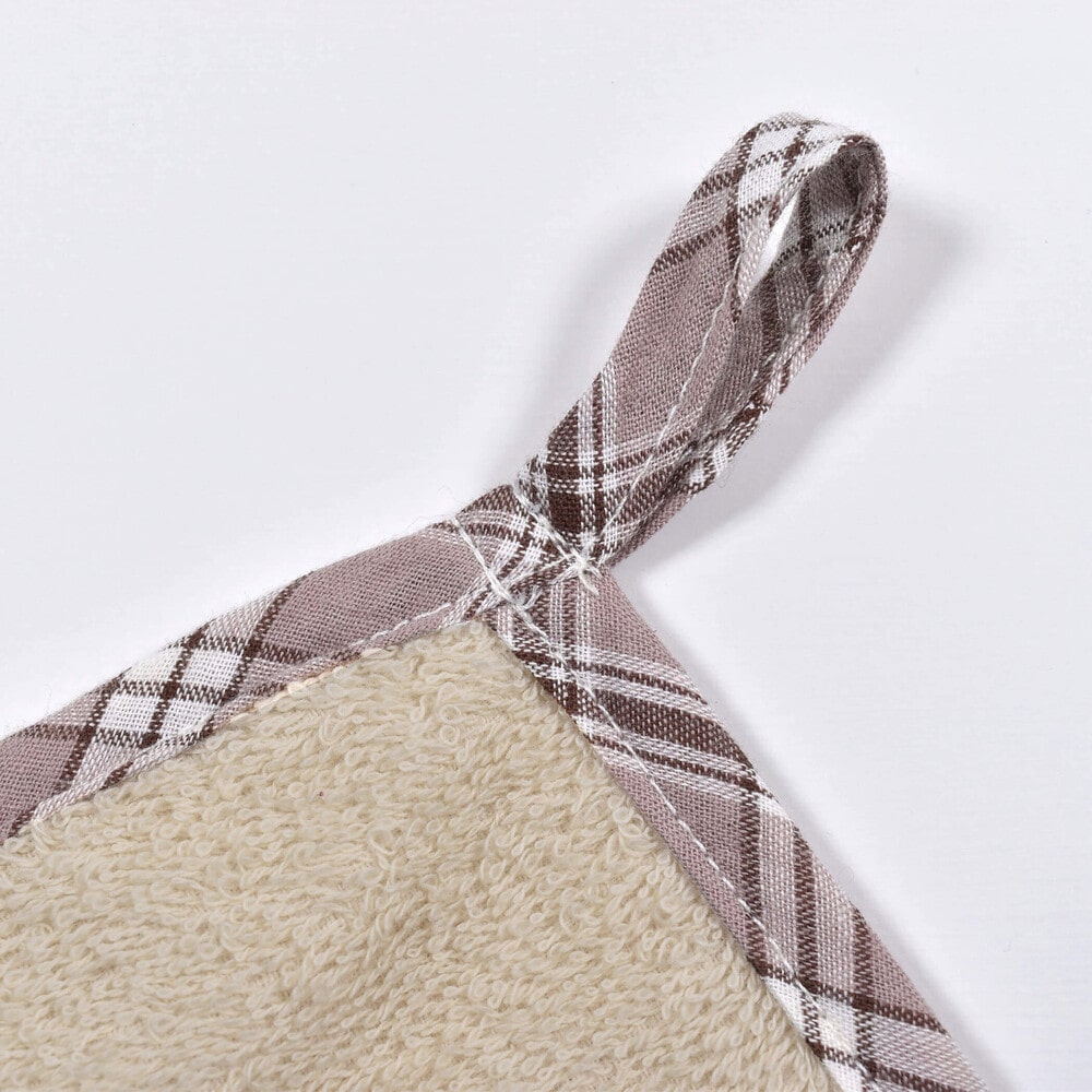 柄ナレ 刺繍 縁取り パイル ハンカチ オフホワイト ワンサイズ