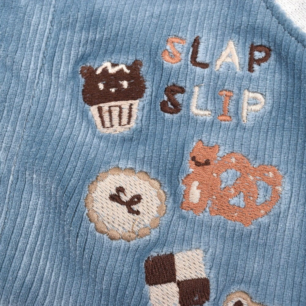 クッキー くま 刺繍 サロペット ドッキング ロンパース ベビー (60~80cm) ブルー 60cm