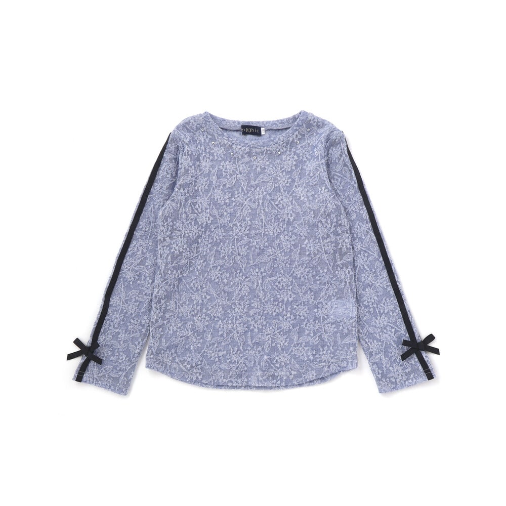 ニットレース長袖Tシャツ+半袖Tシャツセット(110~150cm) ブルー 110cm